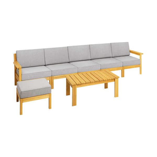  Outdoor Sofa Set Wooden Patio Set 7-Piece