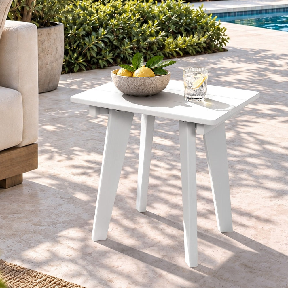 Outdoor Side Table White HDPE