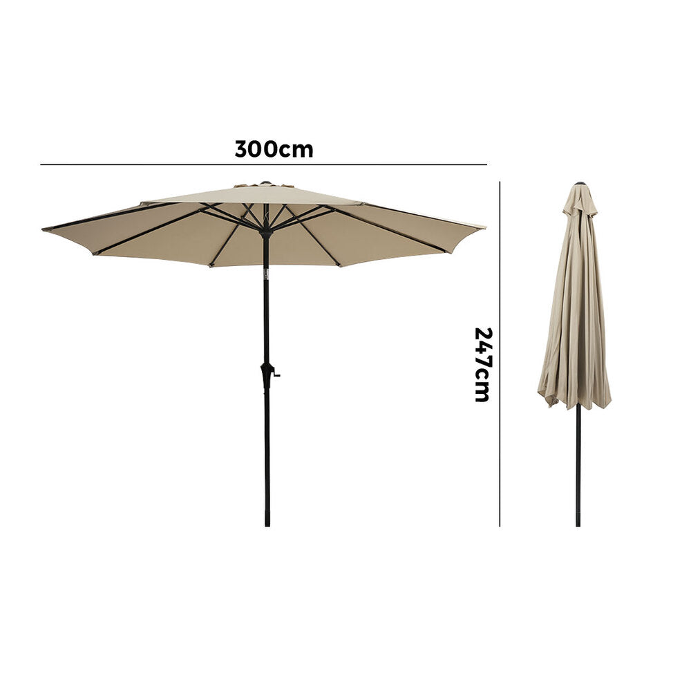 Outdoor Umbrella 3M Beige Shade 300x300x247cm