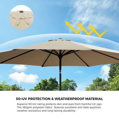 Outdoor Umbrella 3M Beige Shade 300x300x247cm