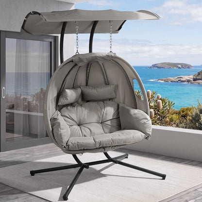 Hanging Chair 2 Seater Grey 130x95x197cm