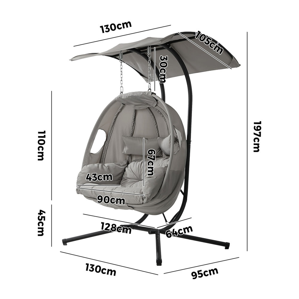 Hanging Chair 2 Seater Grey 130x95x197cm
