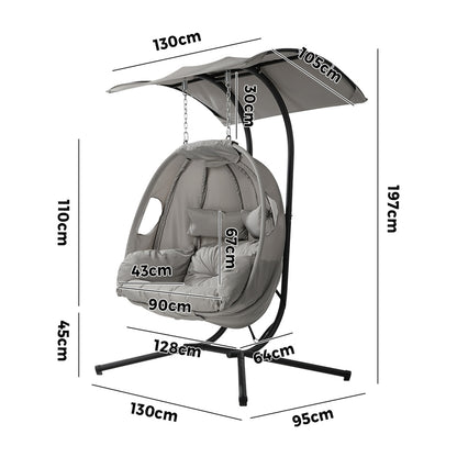 Hanging Chair 2 Seater Grey 130x95x197cm