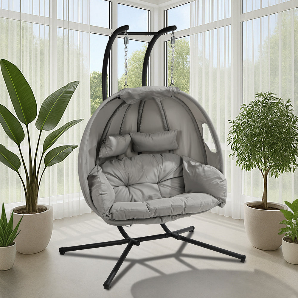 Hanging Chair 2 Seater Grey 130x95x197cm