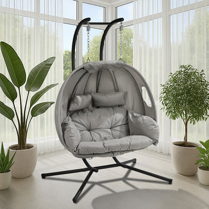 Hanging Chair 2 Seater Grey 130x95x197cm