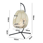 Outdoor Egg Hanging Chair Swing Seat with Stand Cushions Beige & Grey