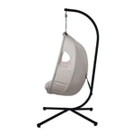 Outdoor Egg Hanging Chair Swing Seat with Stand Cushions Beige & Grey
