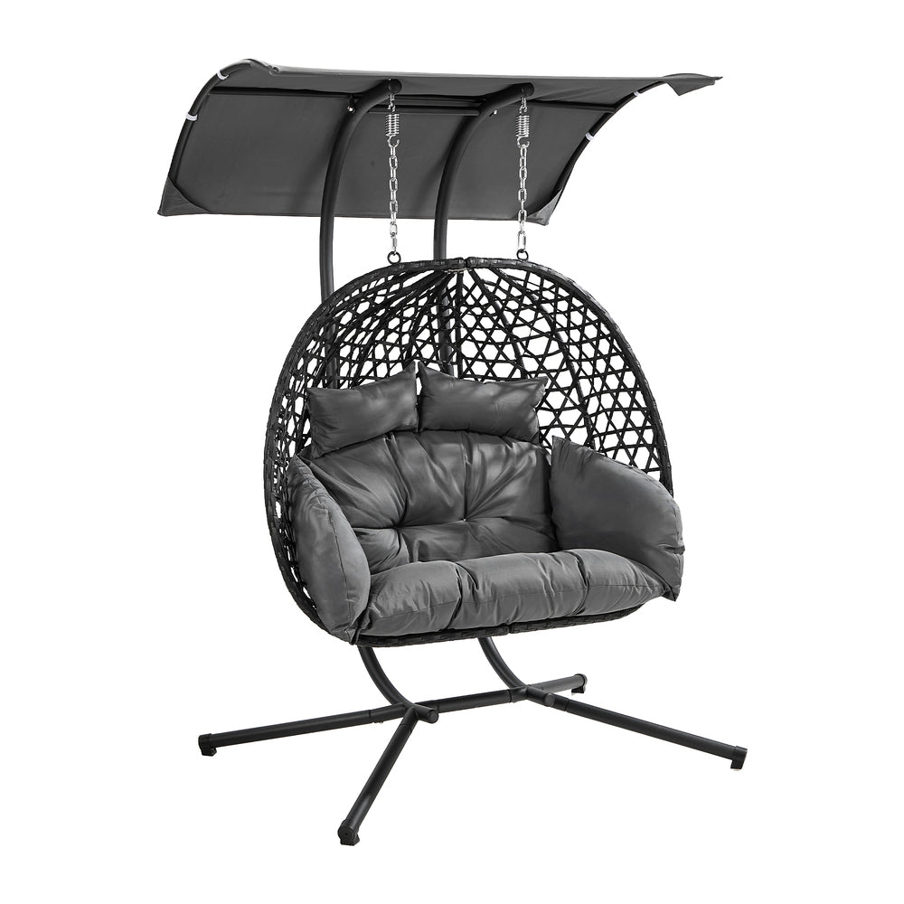 Hanging Chair 2 Seater Black 130x95x197cm