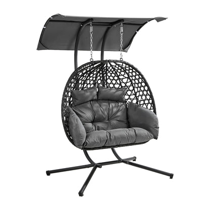 Hanging Chair 2 Seater Black 130x95x197cm