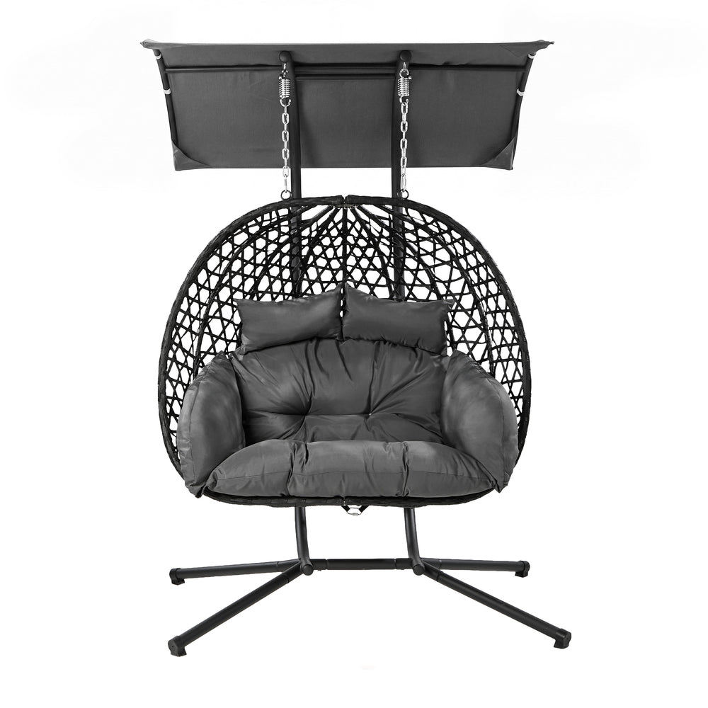 Hanging Chair 2 Seater Black 130x95x197cm