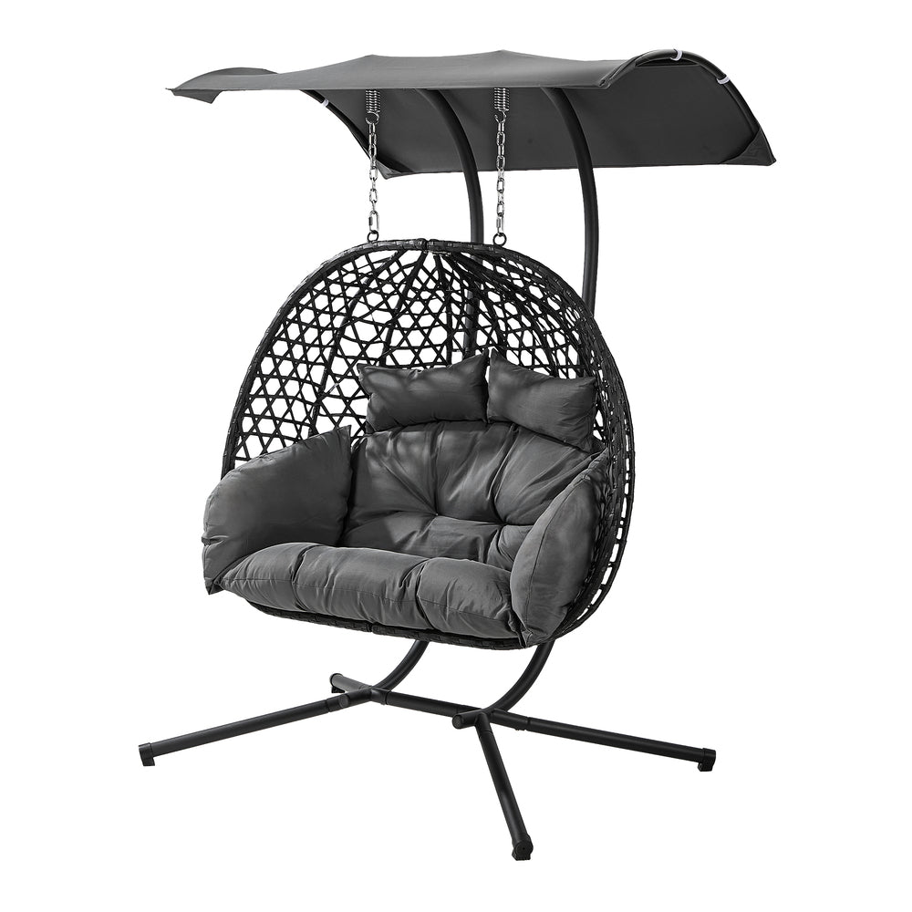 Hanging Chair 2 Seater Black 130x95x197cm