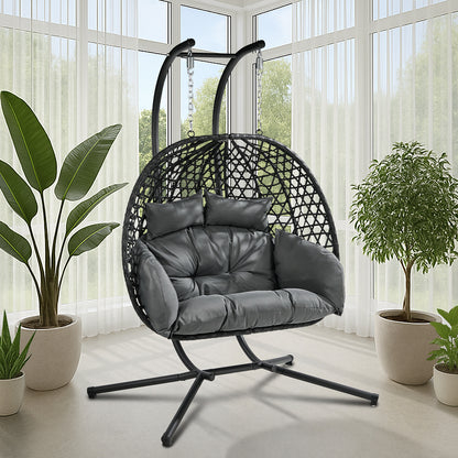 Hanging Chair 2 Seater Black 130x95x197cm