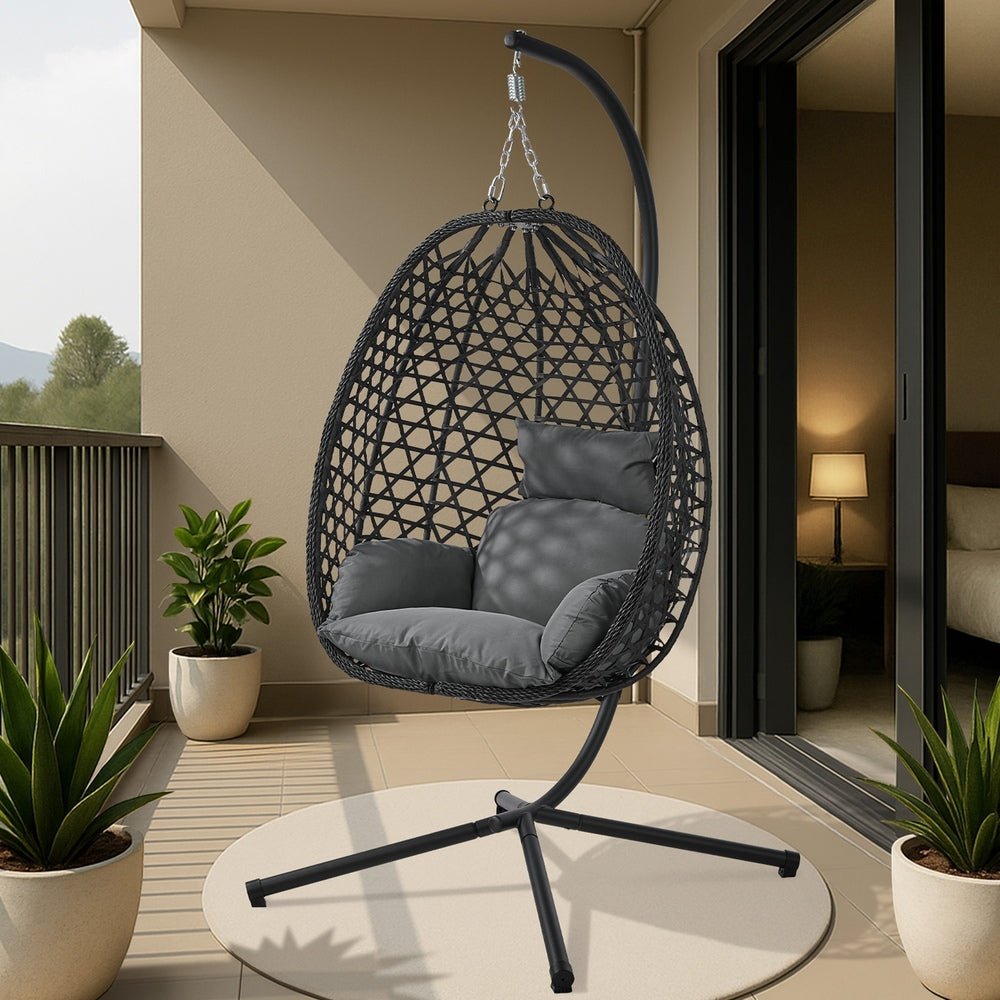 Outdoor Egg Chair Black 94x99x196cm