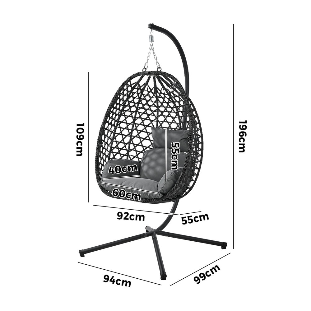 Outdoor Egg Chair Black 94x99x196cm
