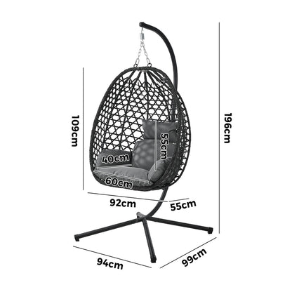 Outdoor Egg Chair Black 94x99x196cm