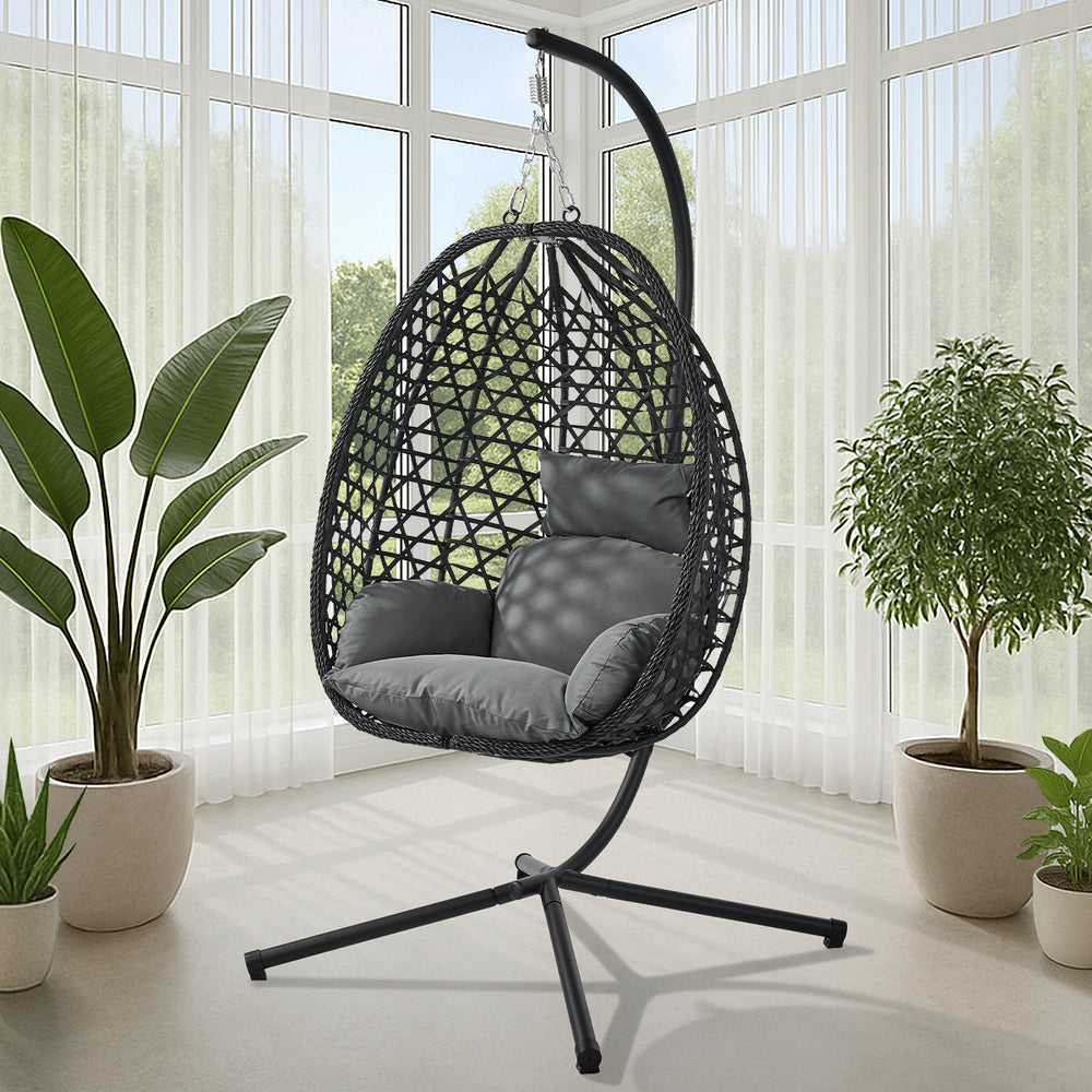 Outdoor Egg Chair Black 94x99x196cm