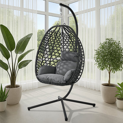 Outdoor Egg Chair Black 94x99x196cm