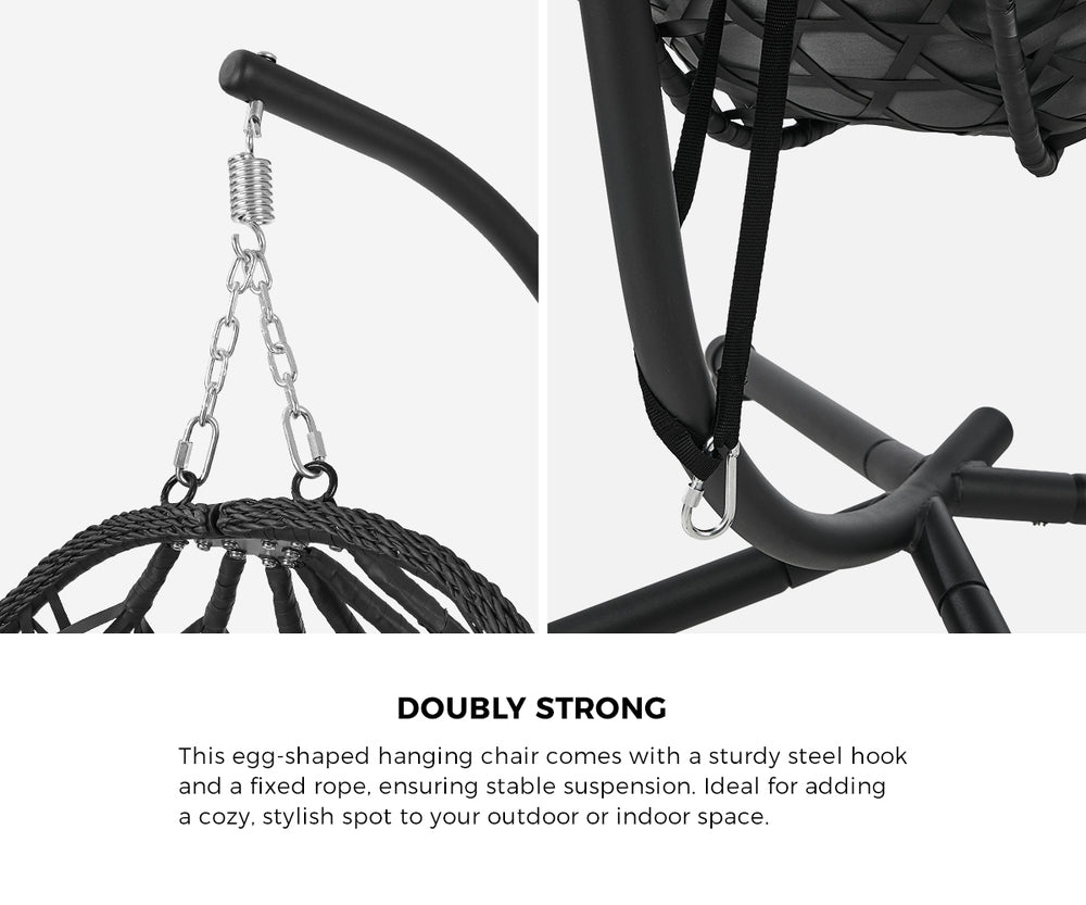 Outdoor Egg Chair Black 94x99x196cm
