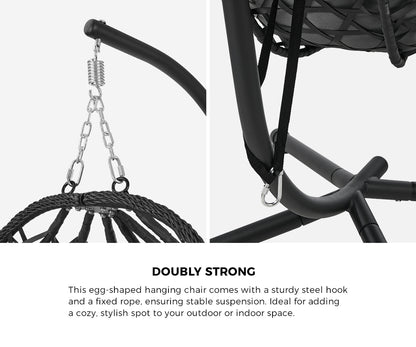 Outdoor Egg Chair Black 94x99x196cm