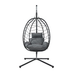 Outdoor Rattan Hanging Chair Porch Swing Chair Egg Seat Black & Grey
