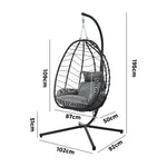 Outdoor Rattan Hanging Chair Porch Swing Chair Egg Seat Black & Grey