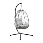 Outdoor Rattan Hanging Chair Porch Swing Chair Egg Seat Black & Grey