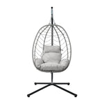 Outdoor Rattan Hanging Chair Porch Swing Chair Egg Seat Black & Grey