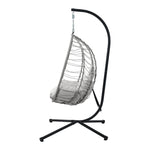 Outdoor Rattan Hanging Chair Porch Swing Chair Egg Seat Black & Grey