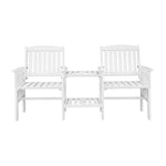 Wooden Garden Bench 2 Seat Chair & Table Outdoor Park Patio Furniture