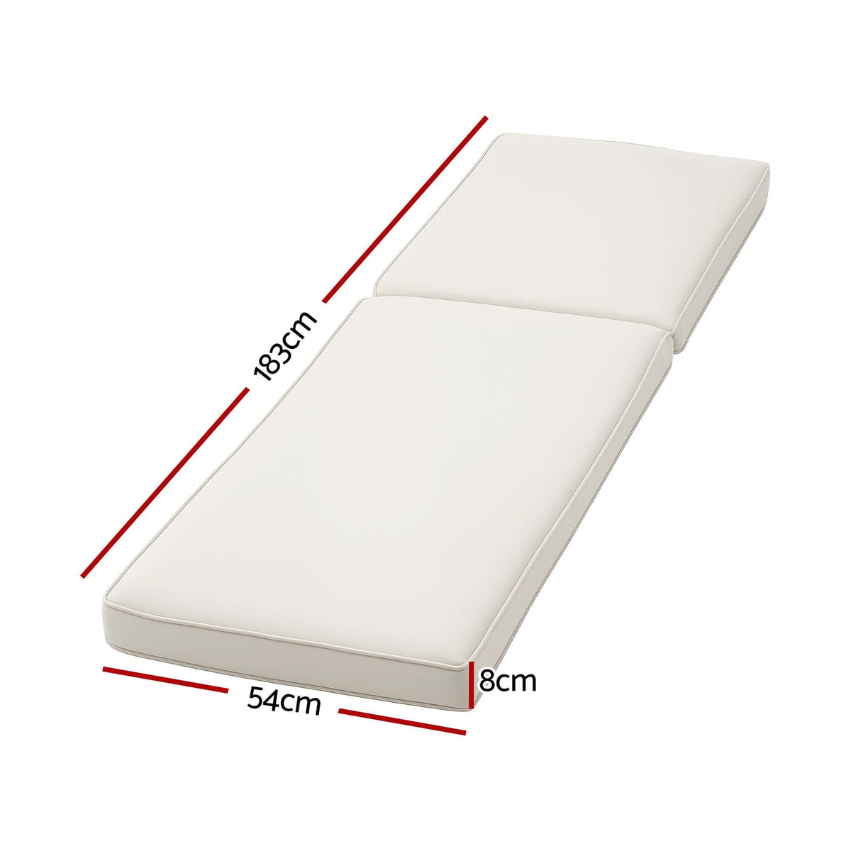 Beige mattress 183x54x8cm, rear view