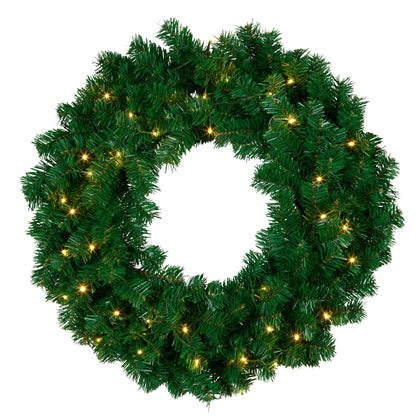 Green Pre-Lit Christmas Wreath - 61cm
