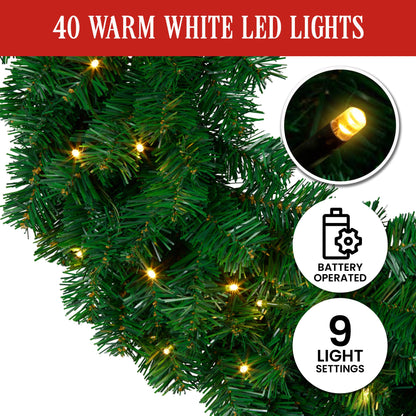 61cm Chadwick LED Christmas Wreath Front Door Holiday Decoration Ornament