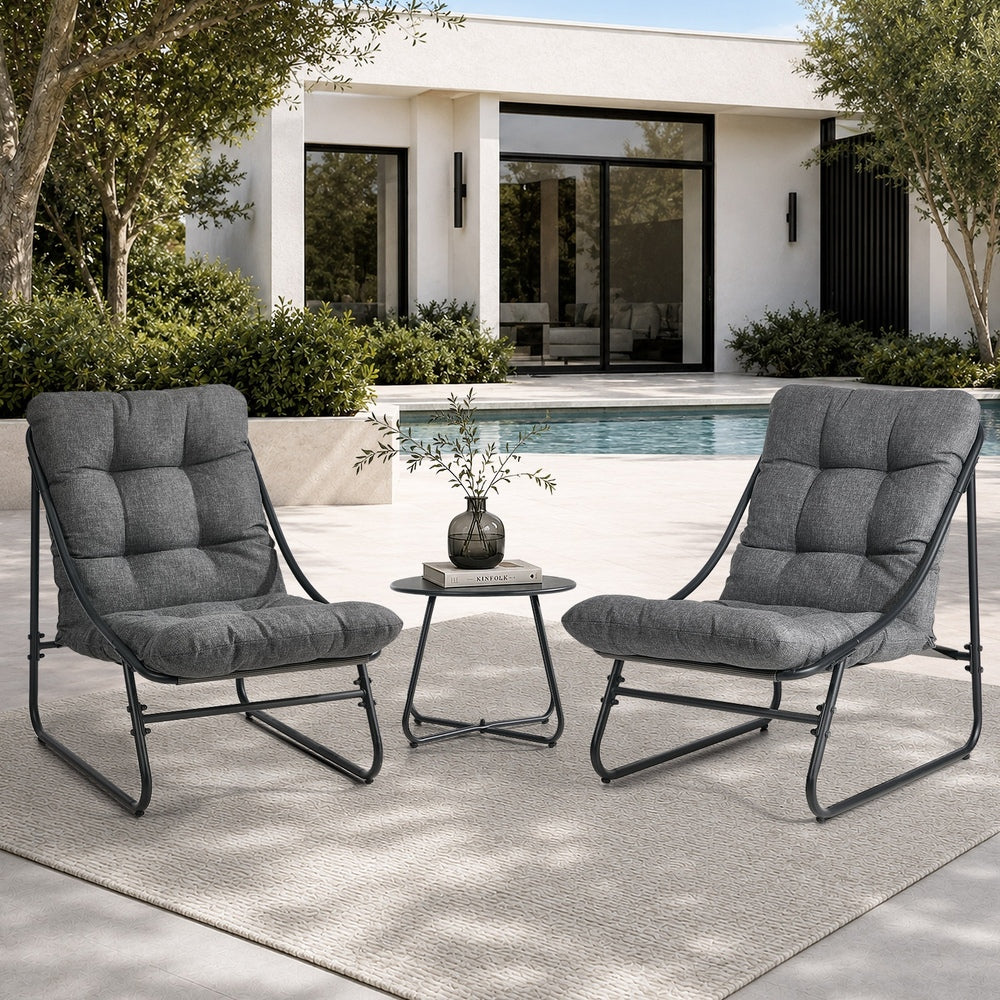 Outdoor Patio Set Grey Fabric 54x54x39cm