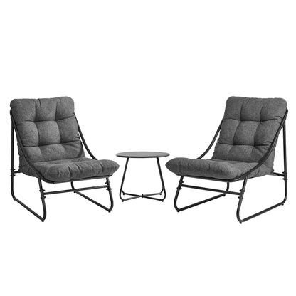 Outdoor Patio Set Grey Fabric 54x54x39cm