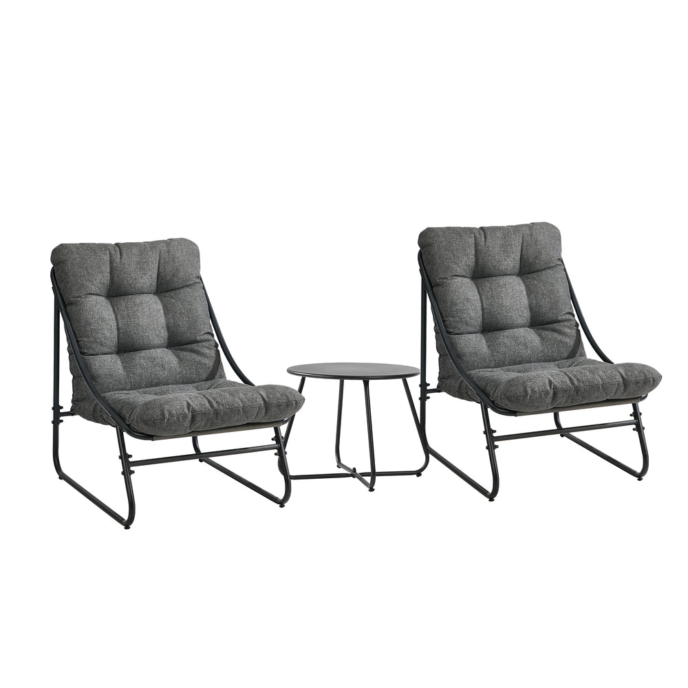 Outdoor Patio Set Grey Fabric 54x54x39cm