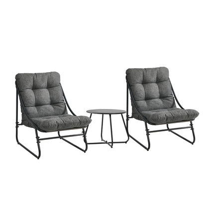 Outdoor Patio Set Grey Fabric 54x54x39cm