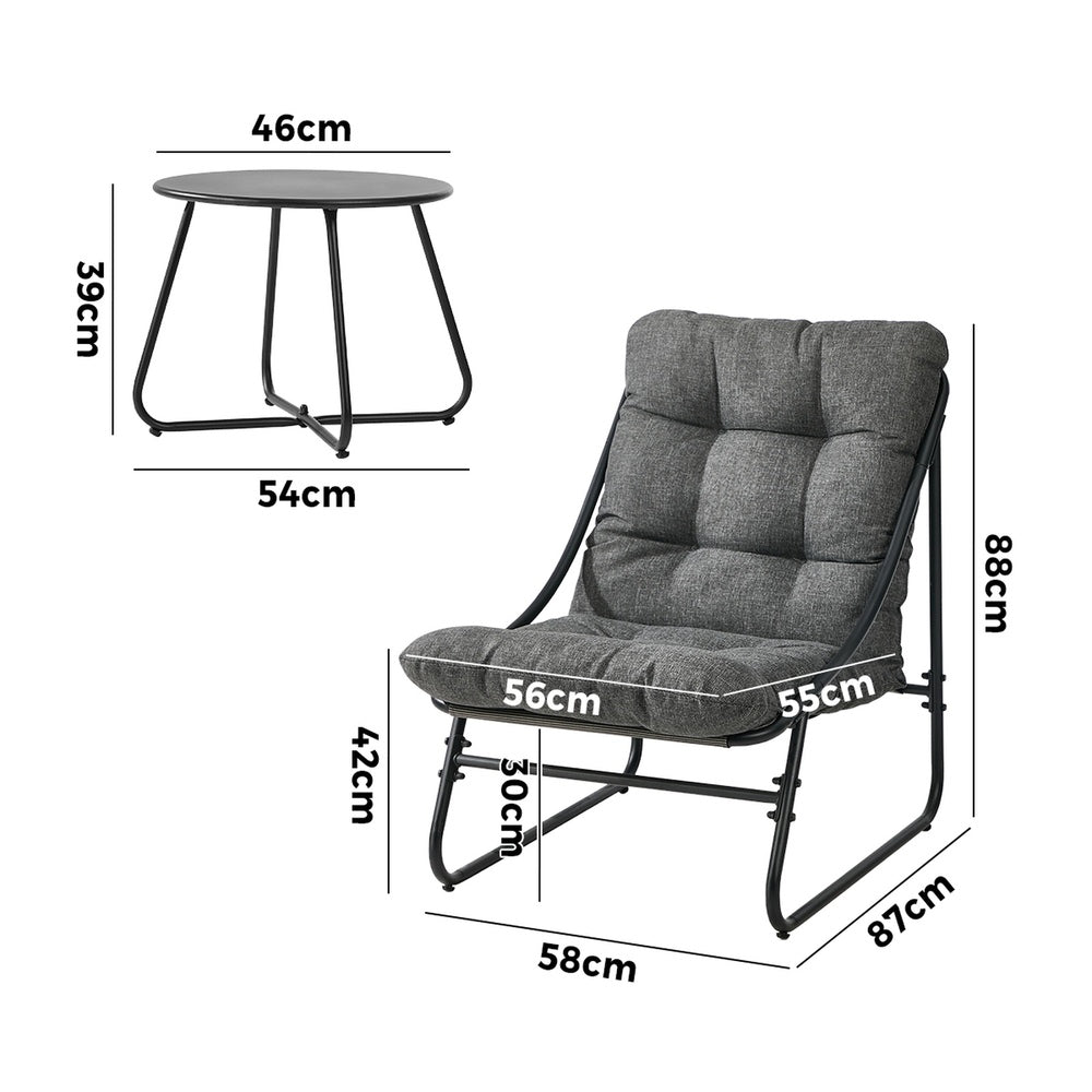 Outdoor Patio Set Grey Fabric 54x54x39cm