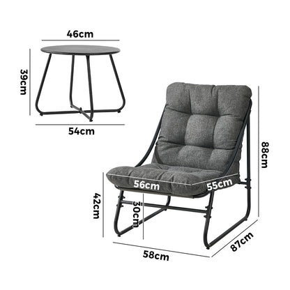 Outdoor Patio Set Grey Fabric 54x54x39cm