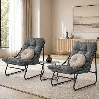 Outdoor Patio Set Grey Fabric 54x54x39cm