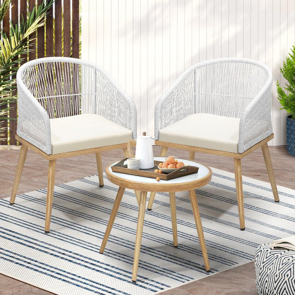  3PCS Outdoor Furniture Lounge Setting Dining Table Chair Patio Bistro Set