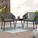 Outdoor Furniture 3 Piece Lounge Setting Chairs Side Table Bistro Set Patio