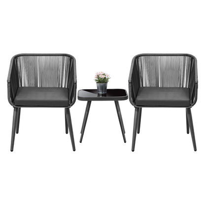 Outdoor Furniture 3 Piece Lounge Setting Chairs Side Table Bistro Set Patio