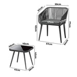 Outdoor Furniture 3 Piece Lounge Setting Chairs Side Table Bistro Set Patio