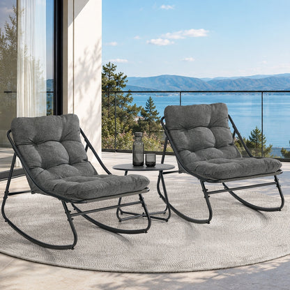 Outdoor Patio Rocking Chair Set Grey 54x54x39cm