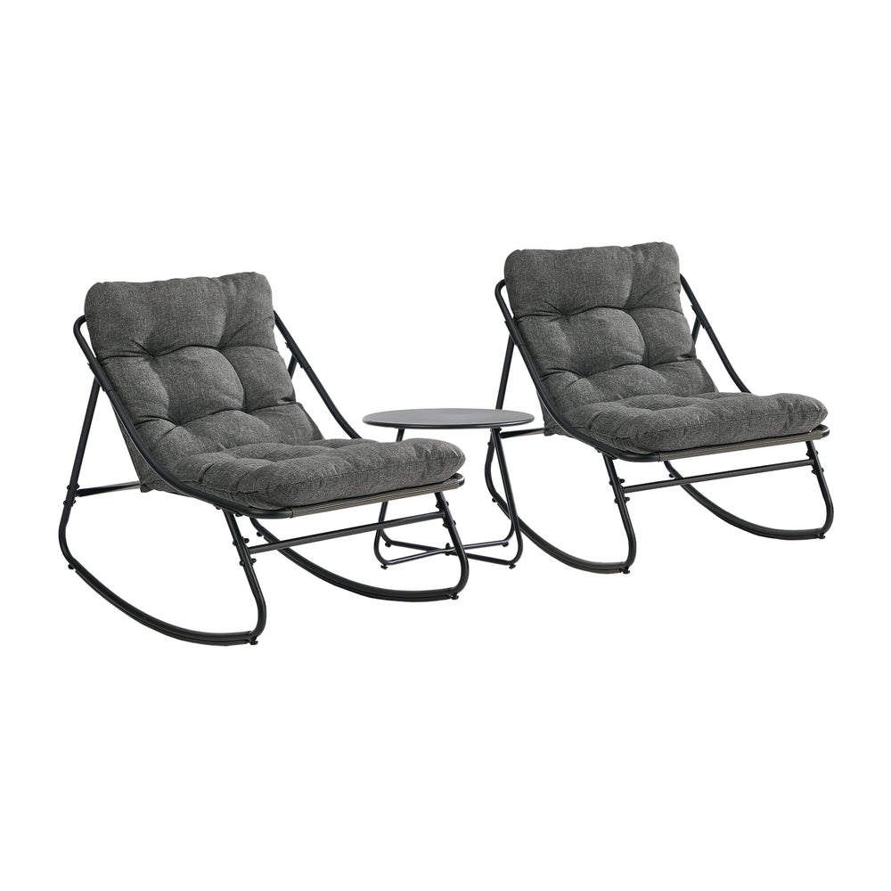 Outdoor Patio Rocking Chair Set Grey 54x54x39cm