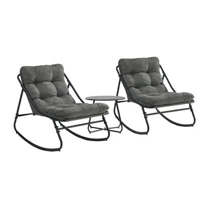 Outdoor Patio Rocking Chair Set Grey 54x54x39cm