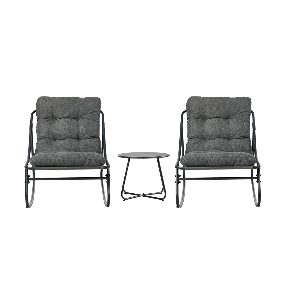Outdoor Patio Rocking Chair Set Grey 54x54x39cm