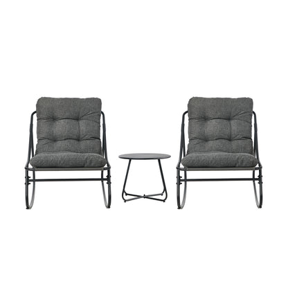 Outdoor Patio Rocking Chair Set Grey 54x54x39cm