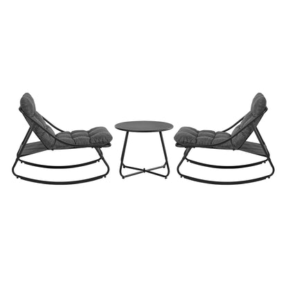 Outdoor Patio Rocking Chair Set Grey 54x54x39cm