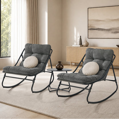 Outdoor Patio Rocking Chair Set Grey 54x54x39cm